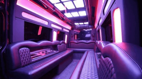 Interior of Westland Party Bus Company's 15 Passenger Party Bus in Westland