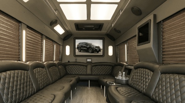 Interior of Dearborn Heights Party Bus Company's 20 Passenger Party Bus in Dearborn Heights