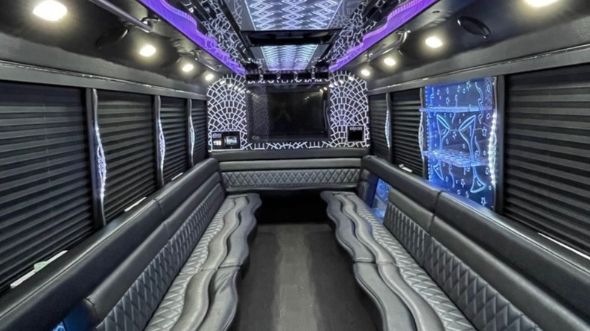 Interior of Westland Party Bus Company's 28 Passenger Party Bus in Westland
