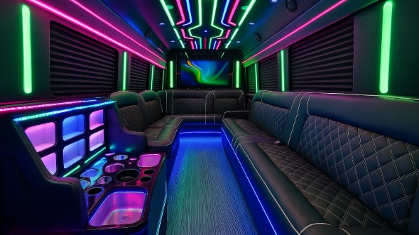 Interior of Livonia Party Bus Company's 40 Passenger Party Bus in Livonia
