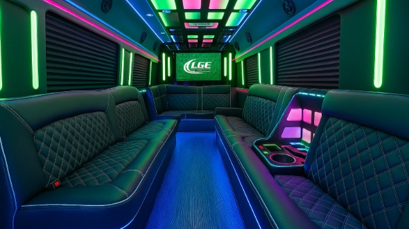Interior of Ann Arbor Party Bus Company's 50 Passenger Party Bus in Ann Arbor