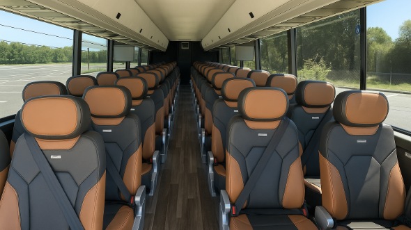 Interior of Toledo Party Bus Company's 56 Passenger Charter Bus in Toledo