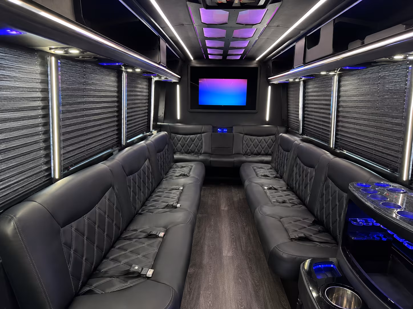 Passenger watching the Toledo scenery during a regional party bus road trip