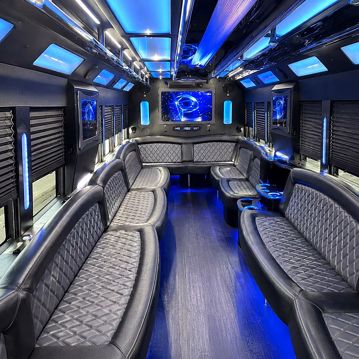 Toledo Birthday, Sweet 16, & Quinceañera Transportation party bus interior